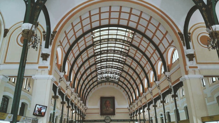 The interior of the post office